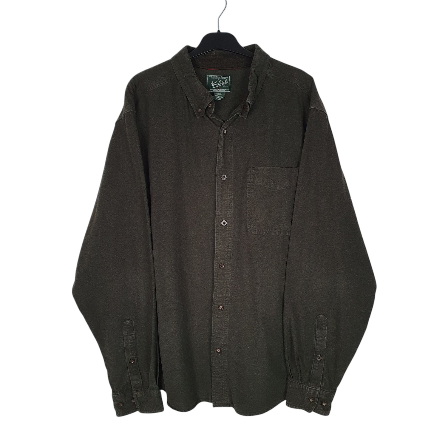 Mens Green Woolrich Thick Chamois Long Sleeve Shirt