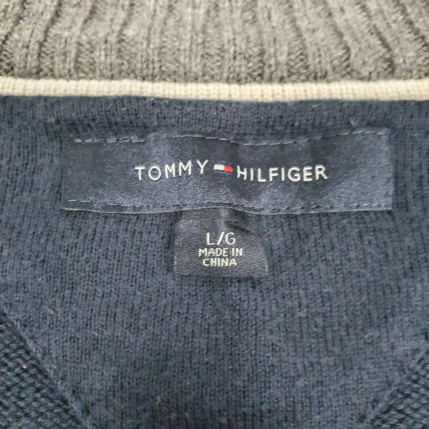 Mens Navy Tommy Hilfiger Spellout Heavyweight Knit Full Zip Jumper