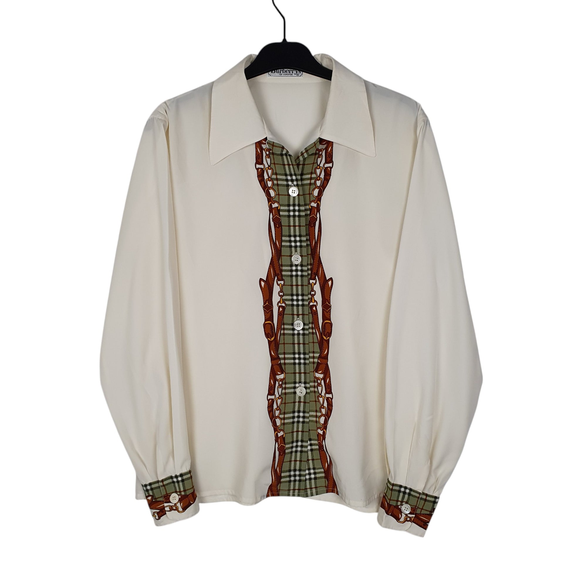 Womens White Burberry Vintage 90s Long Sleeve Shirt
