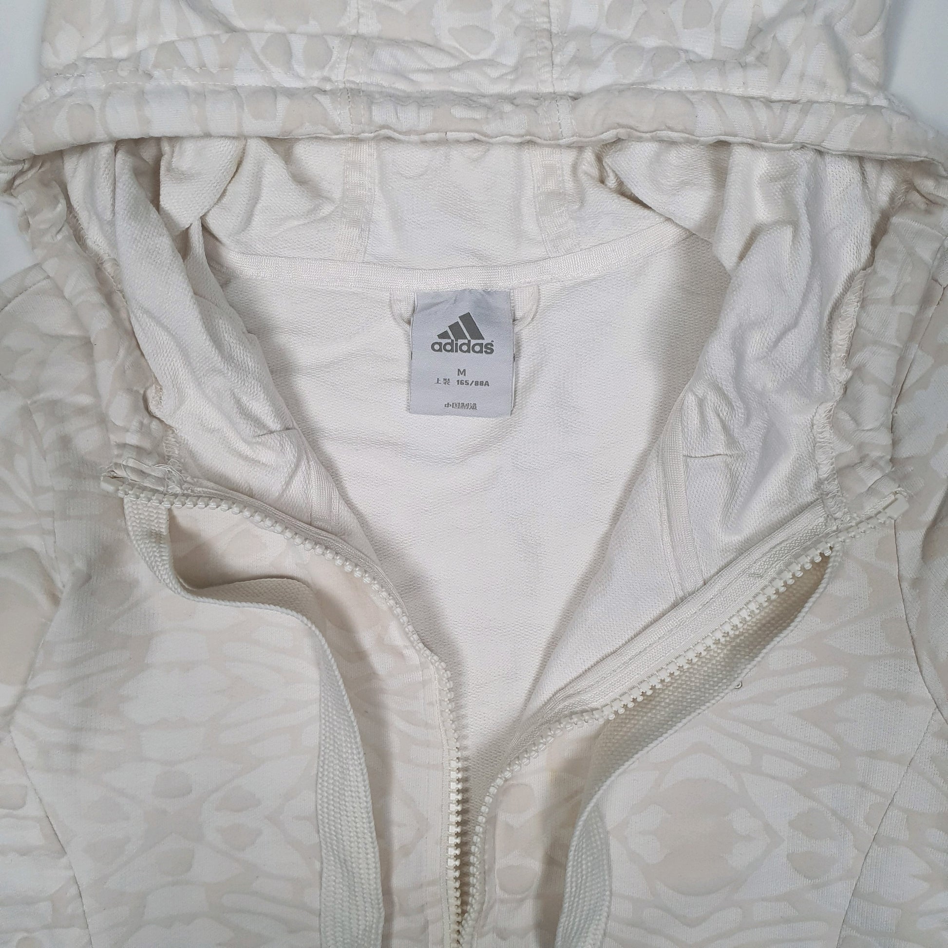 Womens White Adidas Hoodie Full Zip Jumper