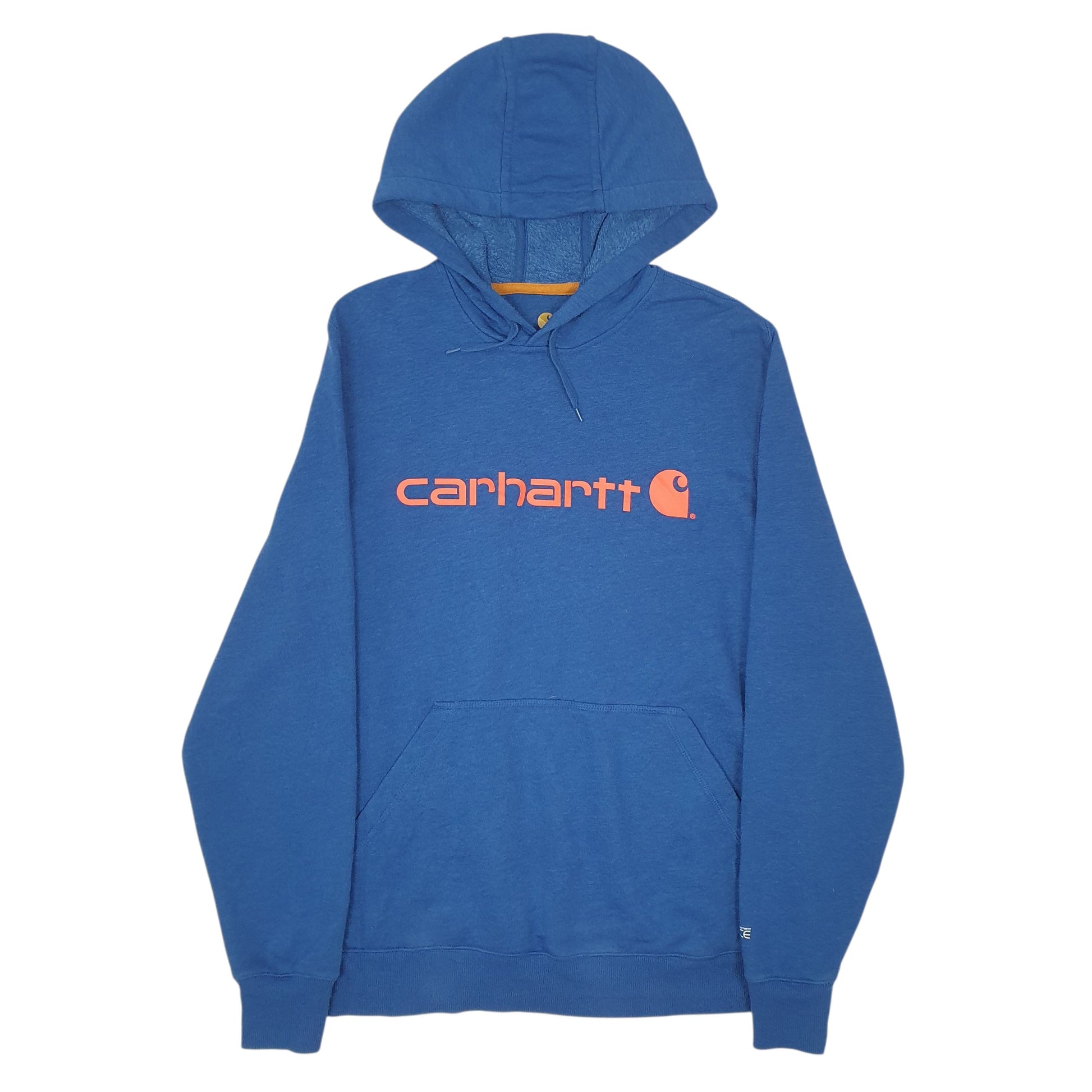 Mens Blue Carhartt Spellout Relaxed Fit Hoodie Jumper