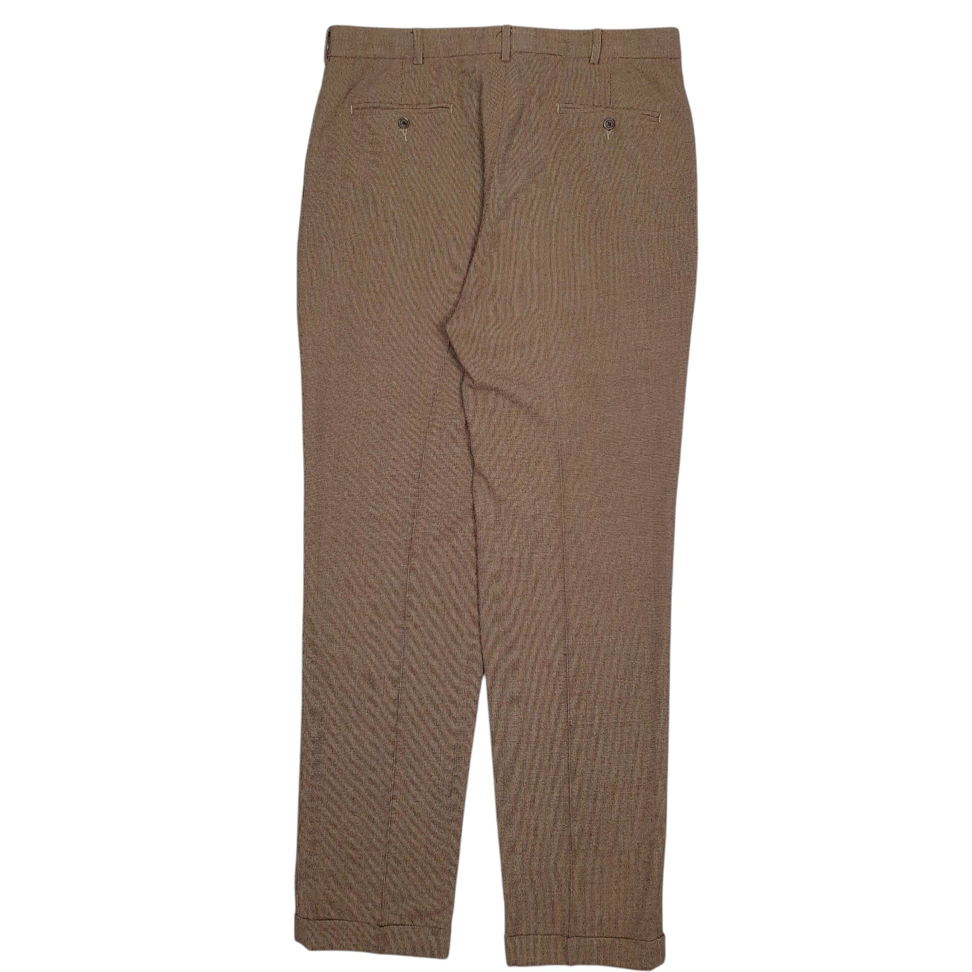 Mens Brown Polo Ralph Lauren Vintage 90s Pleated Houndstooth  Trousers