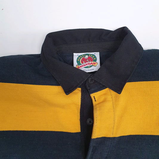 Mens Yellow Barbarian Rugby Hoodie Polo Shirt