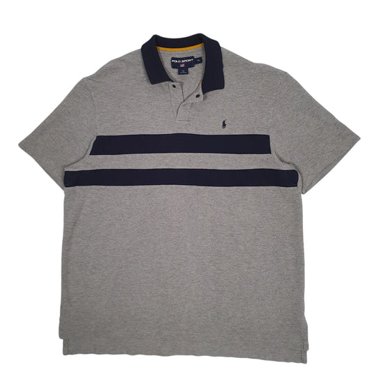Mens Grey Ralph Lauren Polo Sport Heavy Short Sleeve Polo Shirt