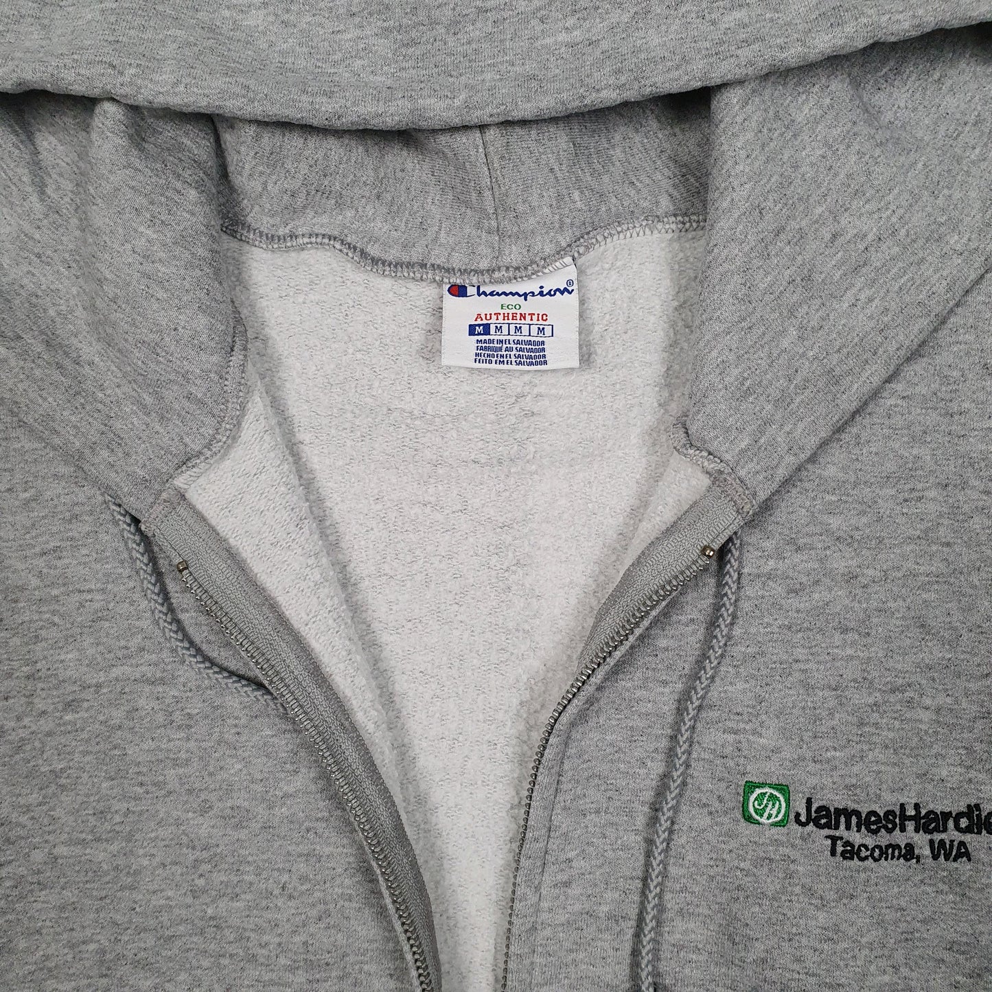 Mens Grey Champion Hoodie Full Zip Jumper