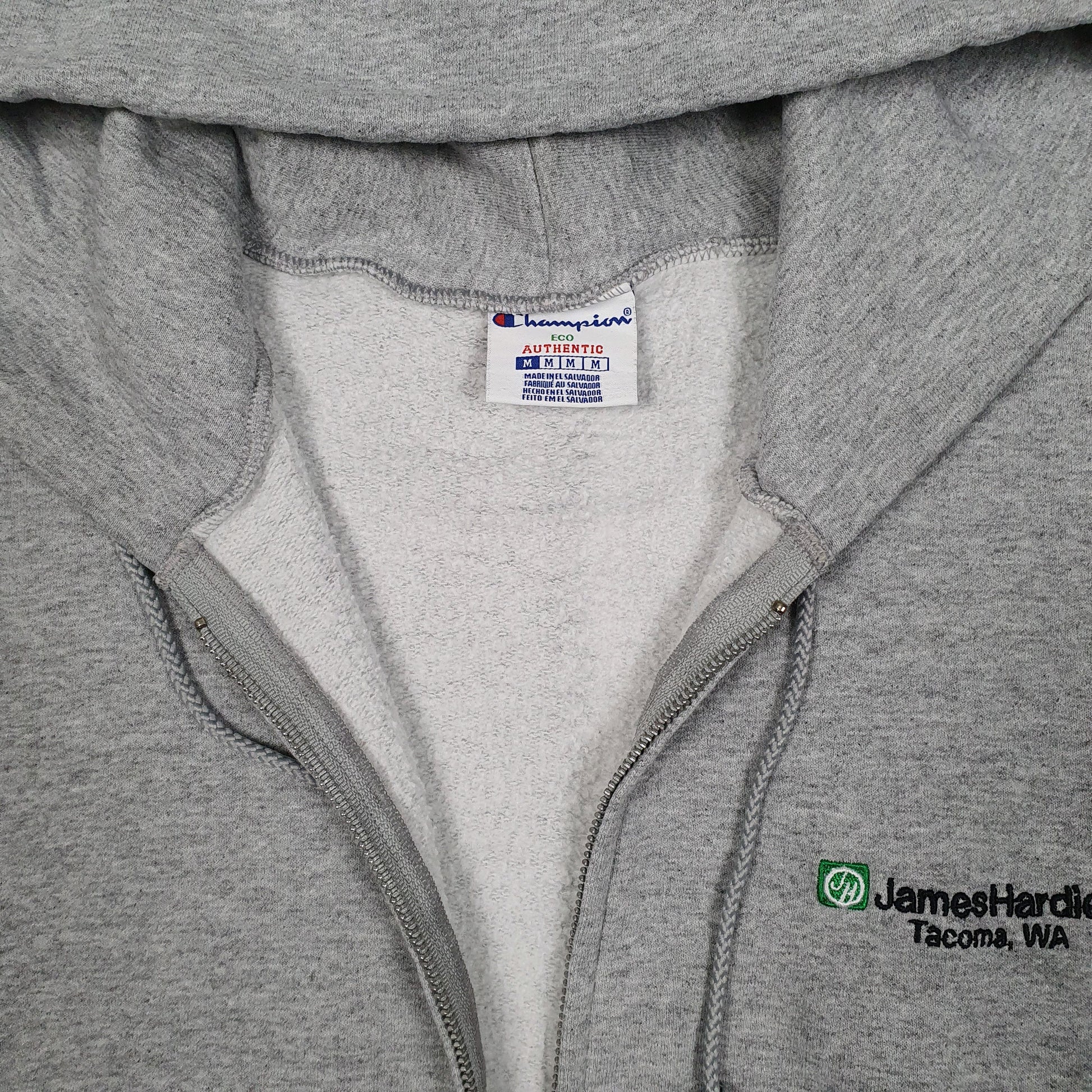 Mens Grey Champion Hoodie Full Zip Jumper
