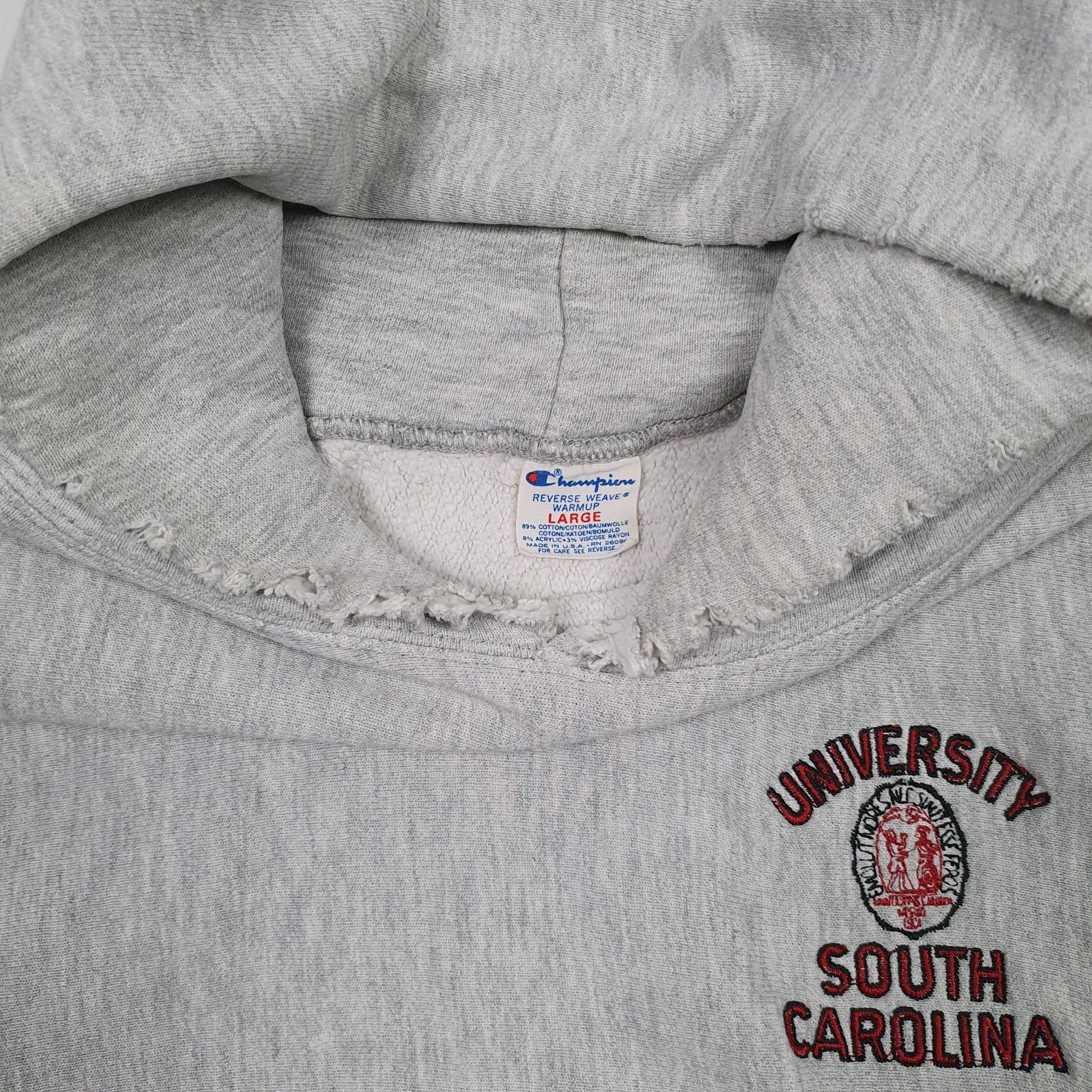 Mens Grey Champion Reverse Weave Warm Up South Carolina Hoodie Jumper