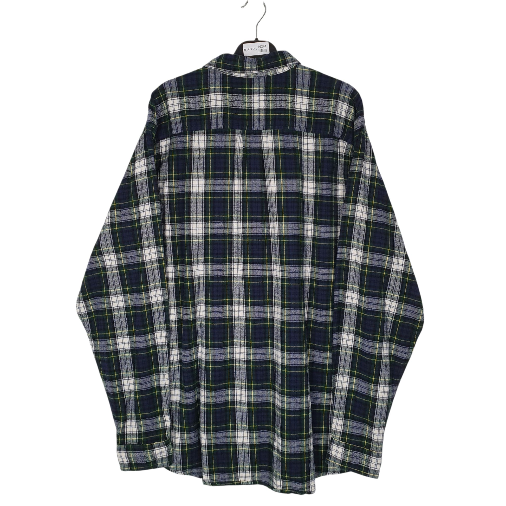 Mens Navy L.L.Bean Scotch Plaid Flannel  Shirt