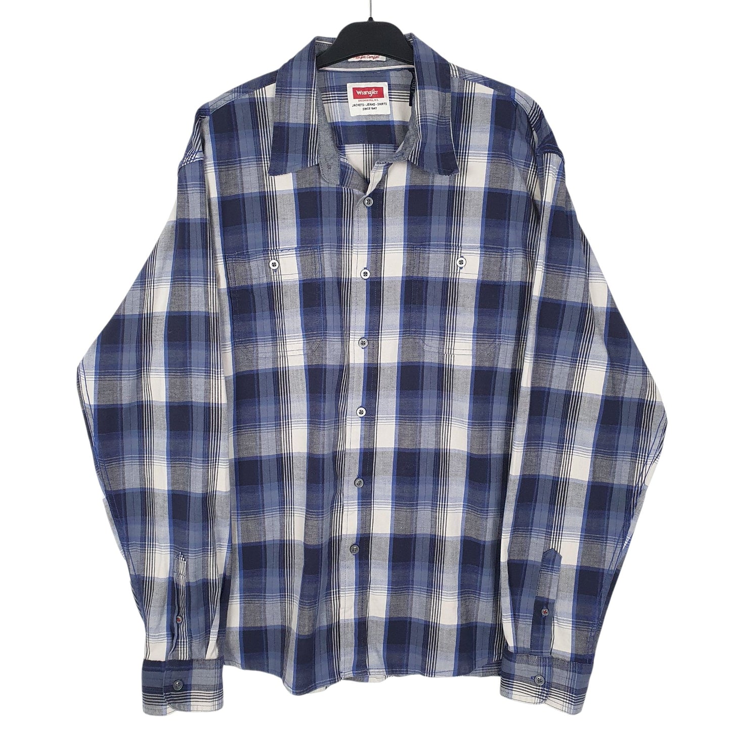 Mens Blue Wrangler  Long Sleeve Shirt