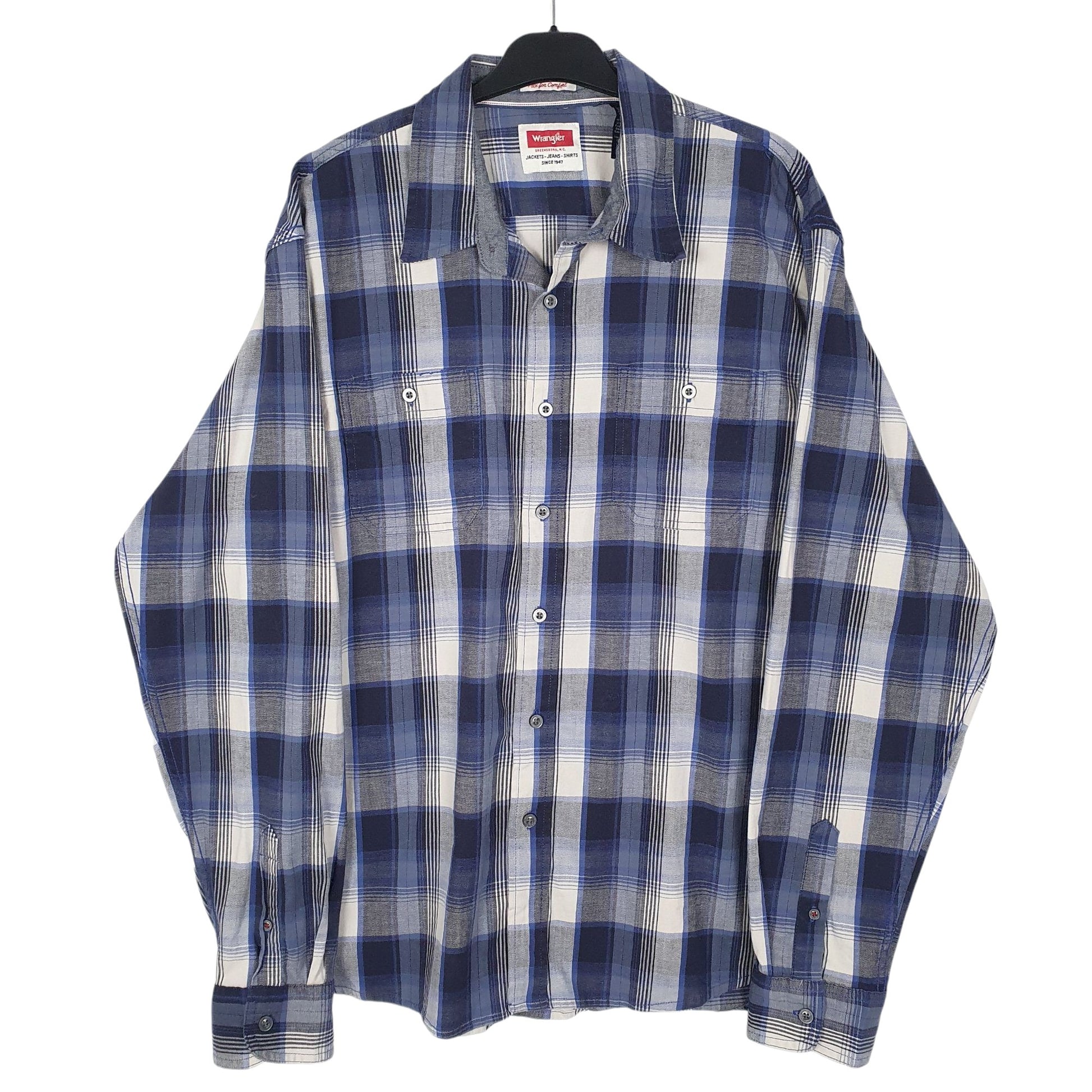 Mens Blue Wrangler  Long Sleeve Shirt