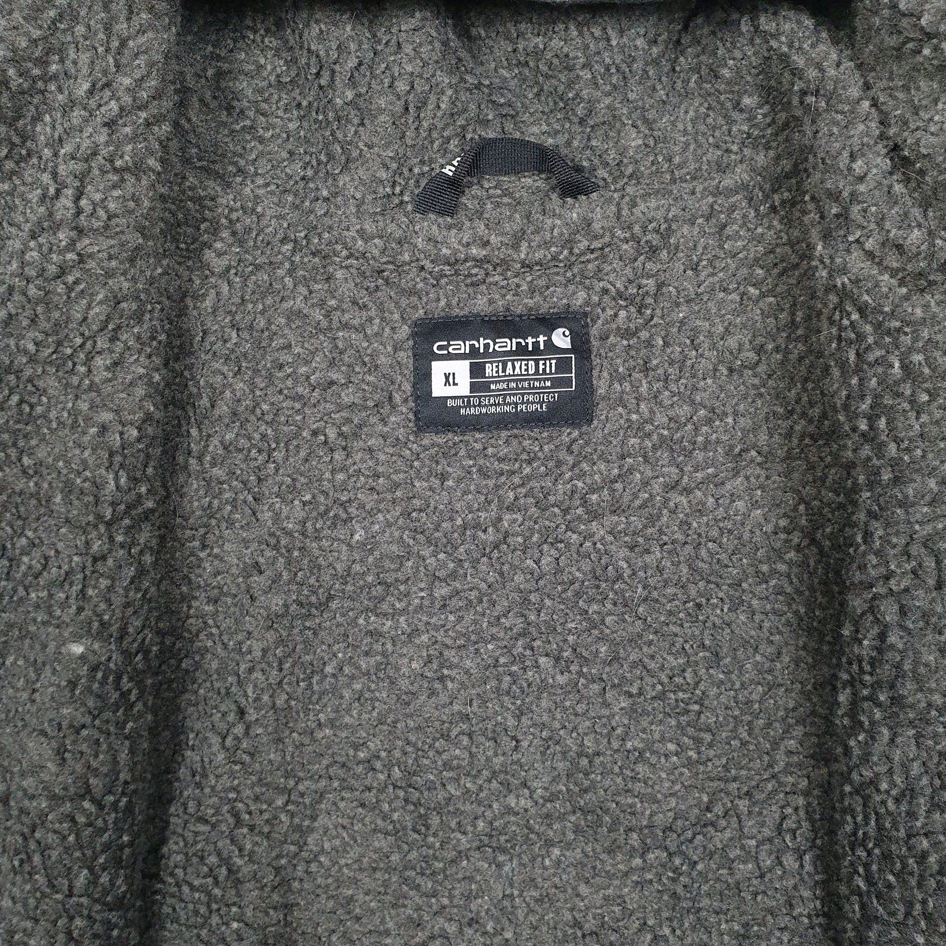 Mens Grey Carhartt Sherpa Lined Hoodie Full Zip Jumper