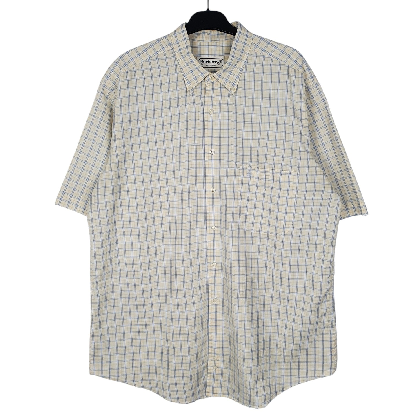 Mens Yellow Burberry Vintage 90s Short Sleeve Shirt