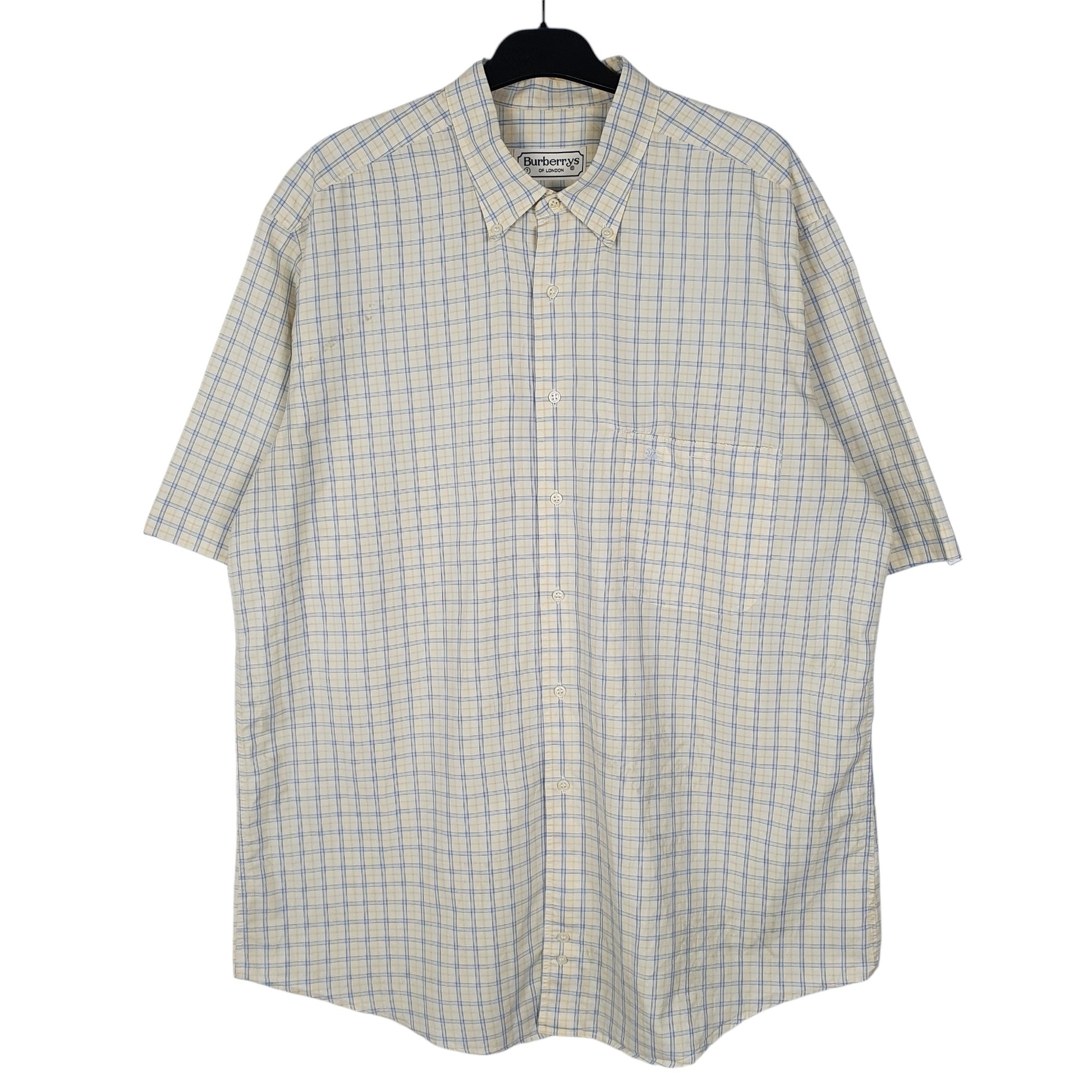 Mens Yellow Burberry Vintage 90s Short Sleeve Shirt