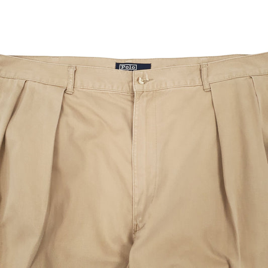 Mens Beige Polo Ralph Lauren Double Pleated Vintage 90s Quarter Zip Trousers