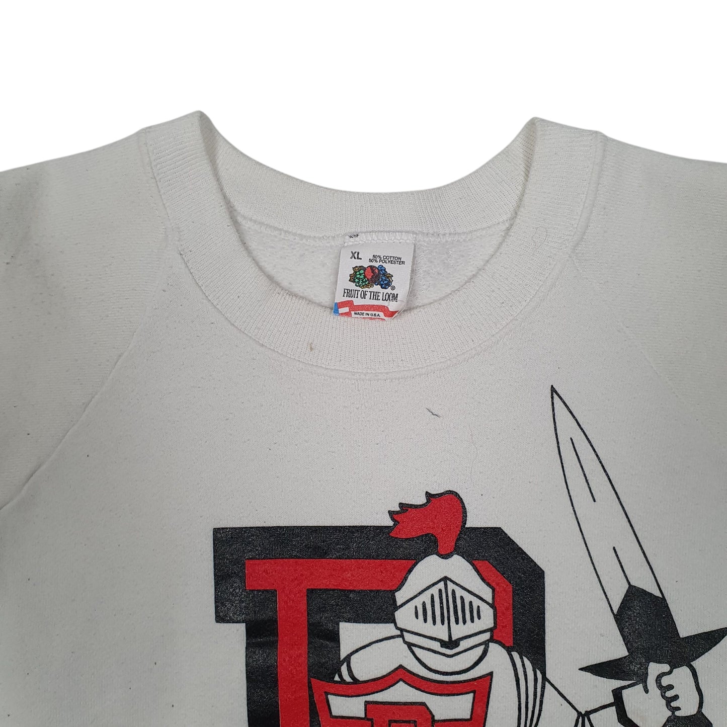 Mens White Fruit Of The Loom Vintage 90s Made In USA Crewneck Jumper