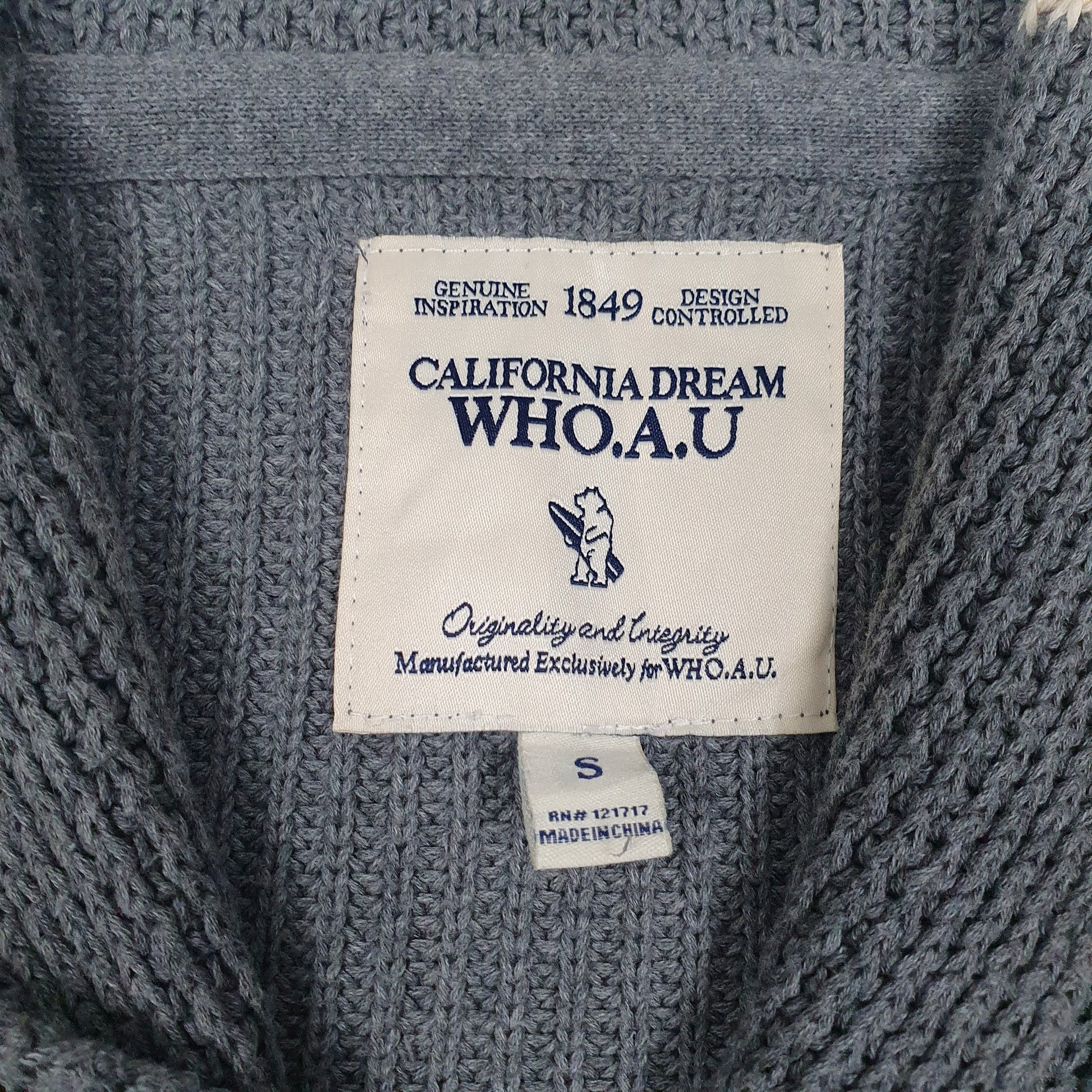 Mens Grey WHO.A.U Knitwear Cardigan Jumper