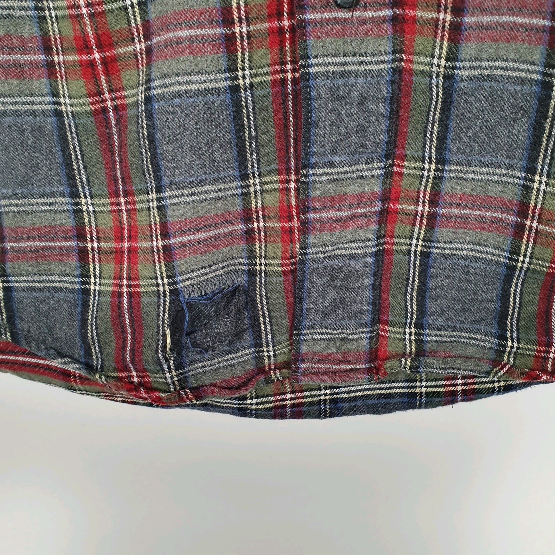 Mens Grey L.L.Bean Thick Flannel Plaid  Shirt