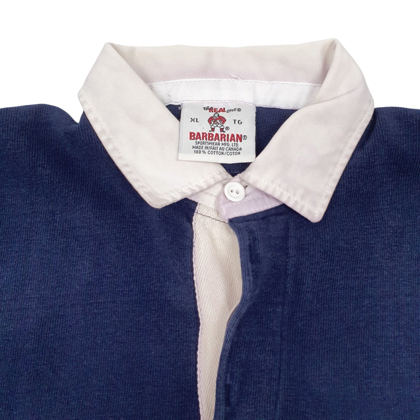 Mens Navy Barbarian Rugby Vintage Crewneck Polo Shirt