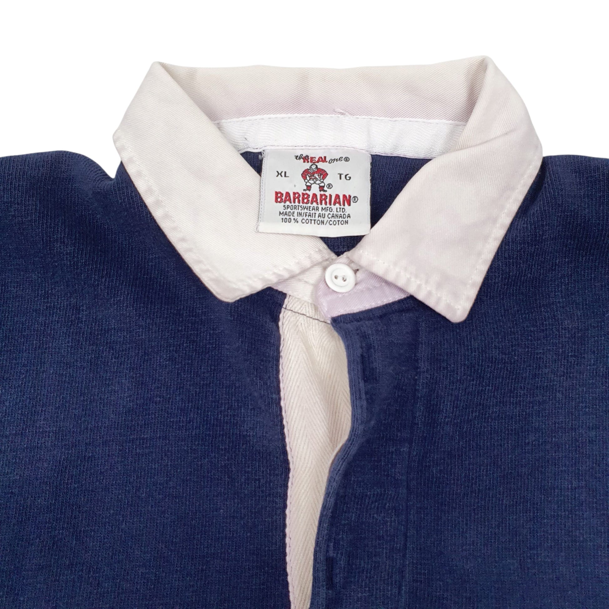 Mens Navy Barbarian Rugby Vintage Crewneck Polo Shirt