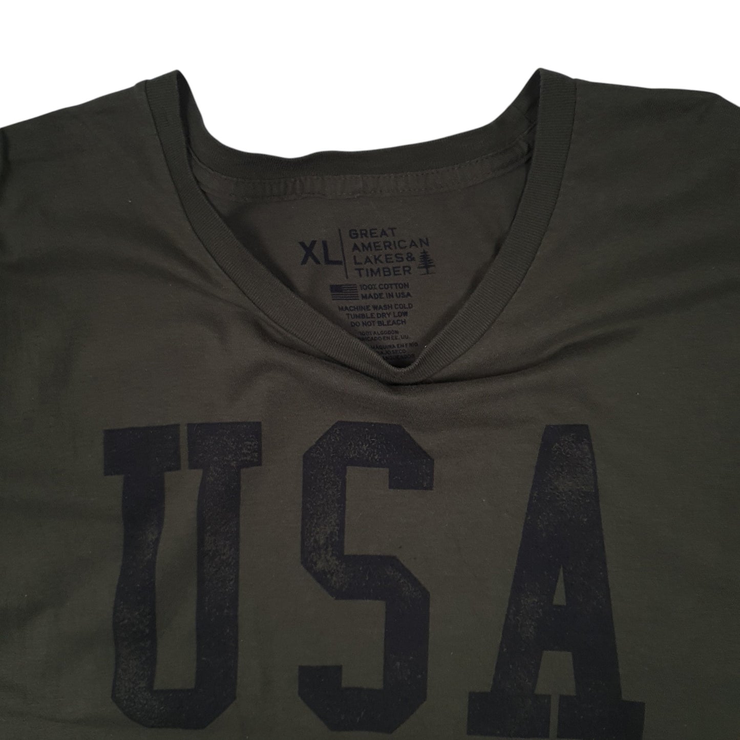 Mens Green Great American Lakes & Timber Made in USA  T Shirt