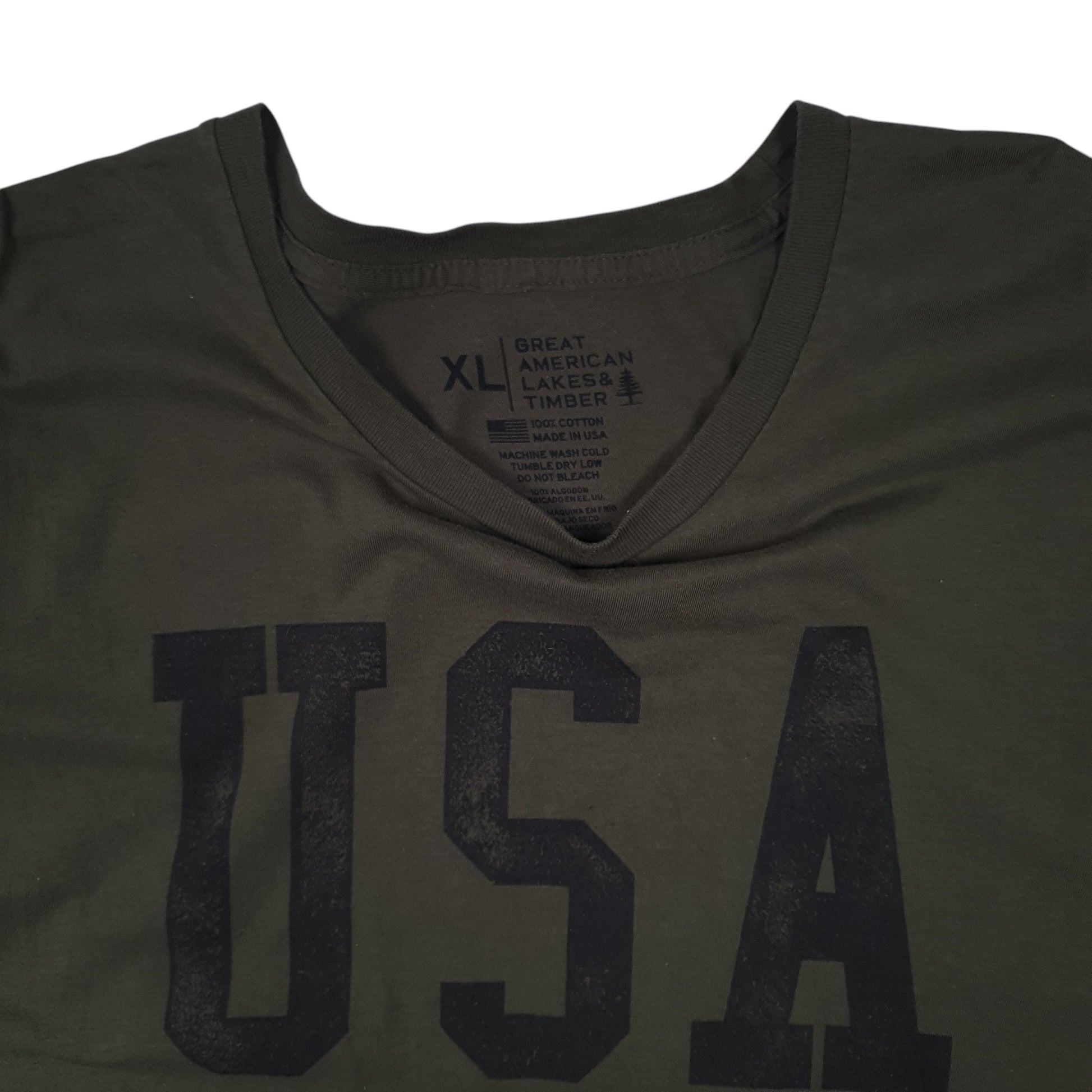 Mens Green Great American Lakes & Timber Made in USA  T Shirt