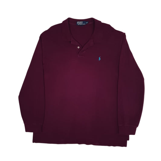 Mens Burgundy Polo Ralph Lauren  Long Sleeve Polo Shirt