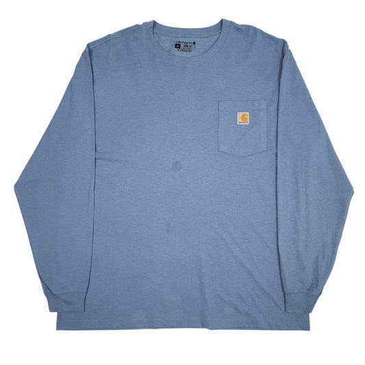 Mens Blue Carhartt  Long Sleeve T Shirt