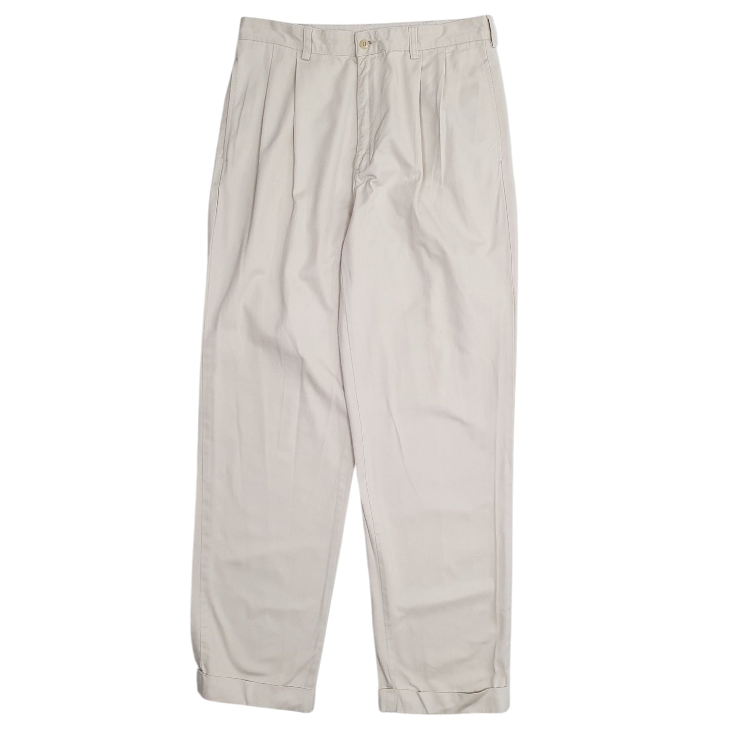 Mens Beige Polo Ralph Lauren Vintage 90s Double Pleated Chino Trousers