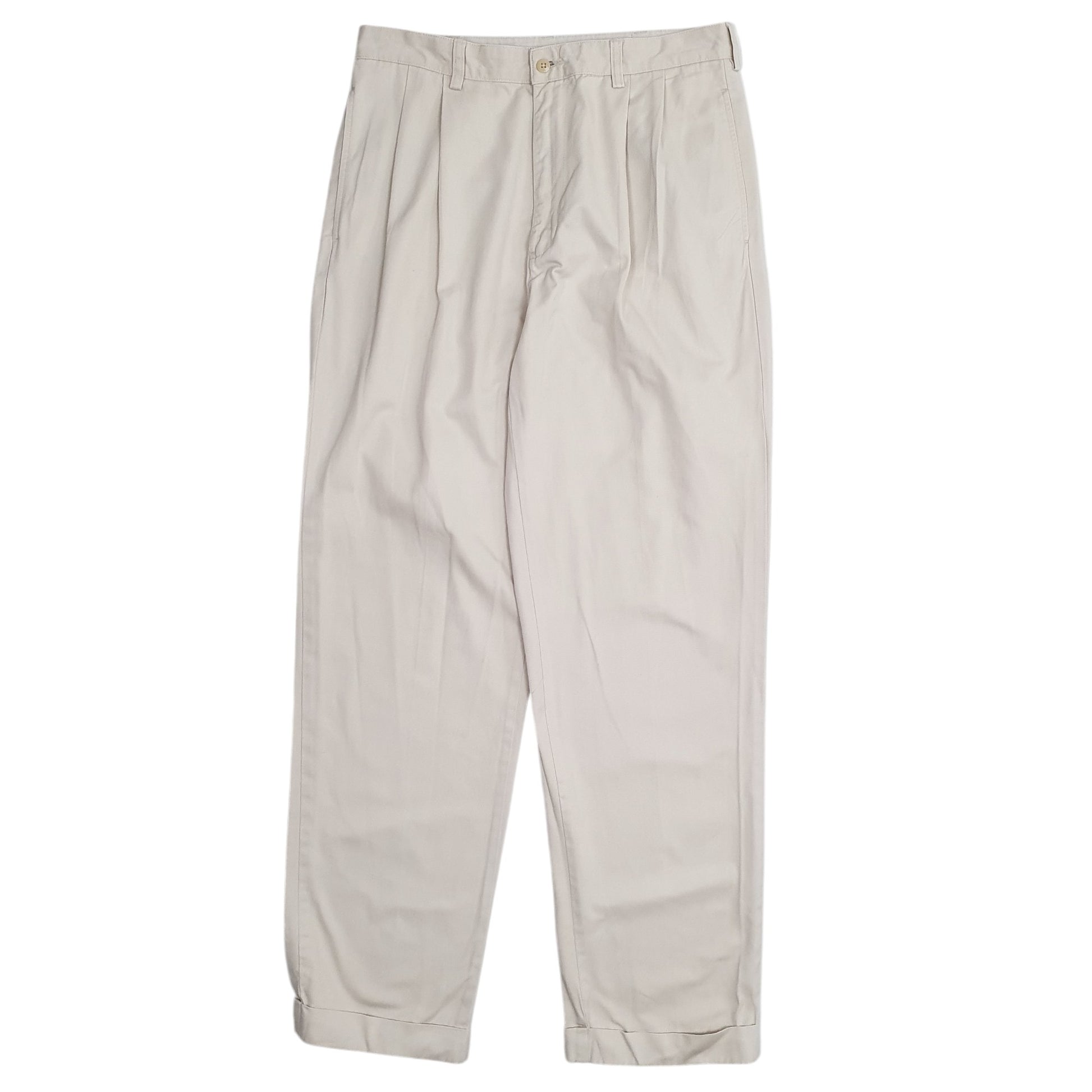 Mens Beige Polo Ralph Lauren Vintage 90s Double Pleated Chino Trousers
