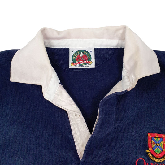 Mens Navy Barbarian Rugby Queens University Quarter Zip Polo Shirt