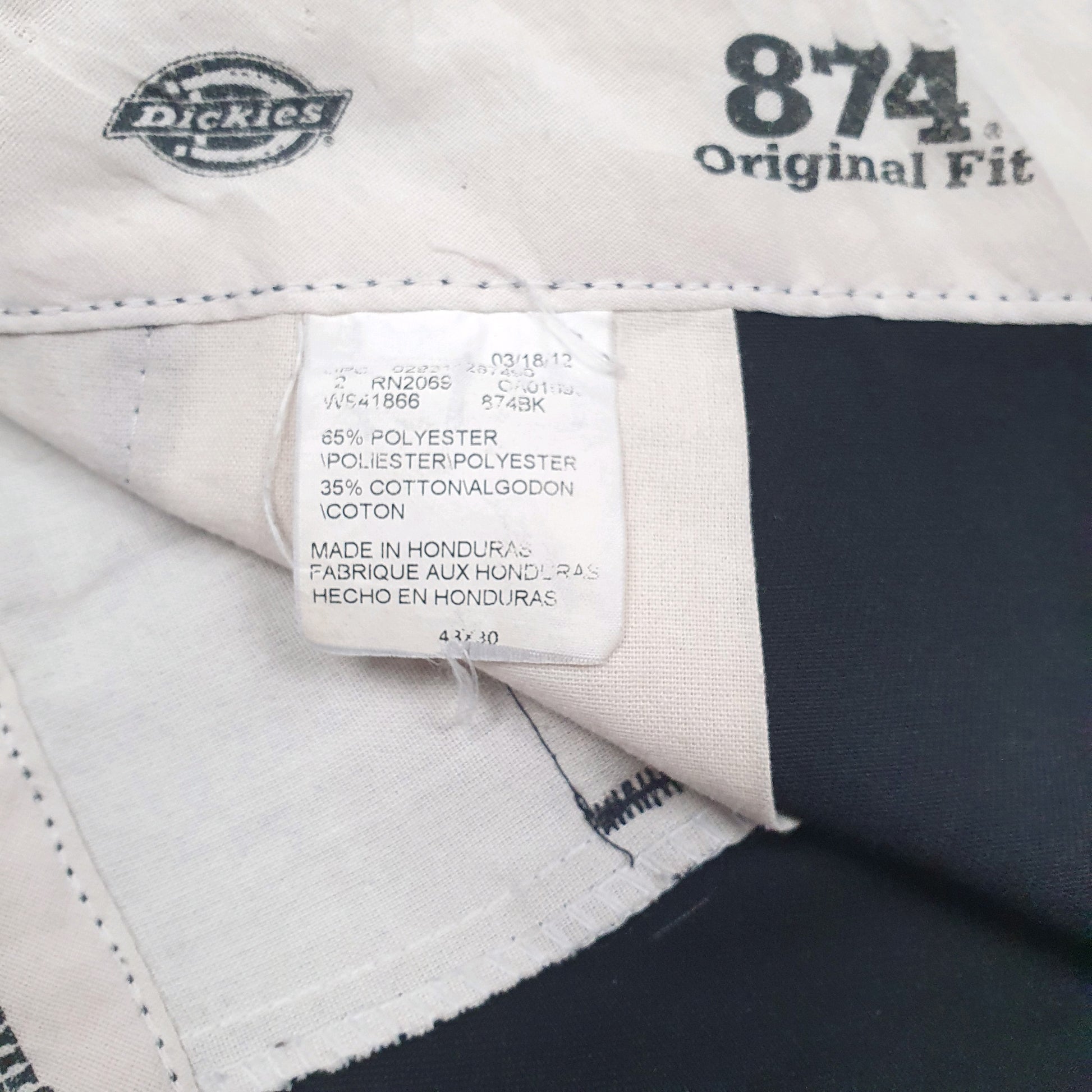 Mens Black Dickies 874 Workwear  Trousers