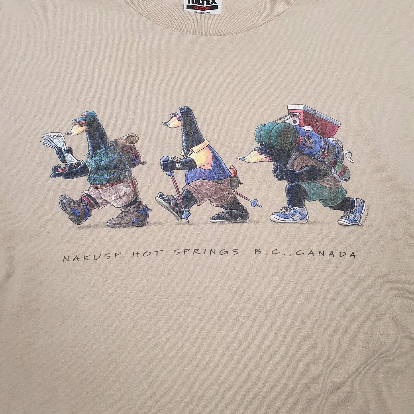 Mens Beige Tultex Vintage 90s  T Shirt