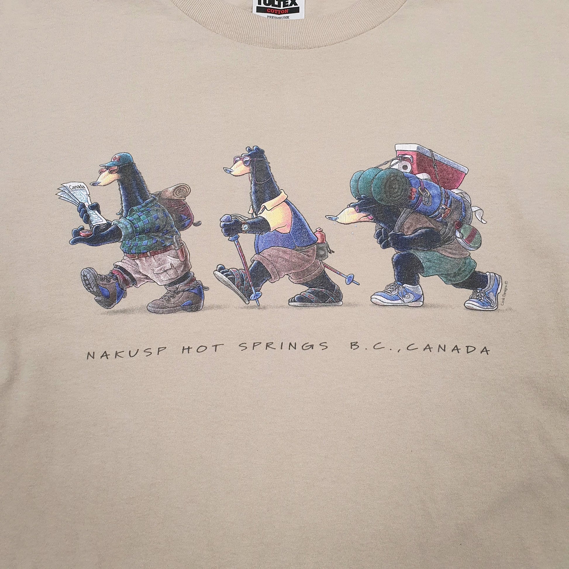 Mens Beige Tultex Vintage 90s  T Shirt