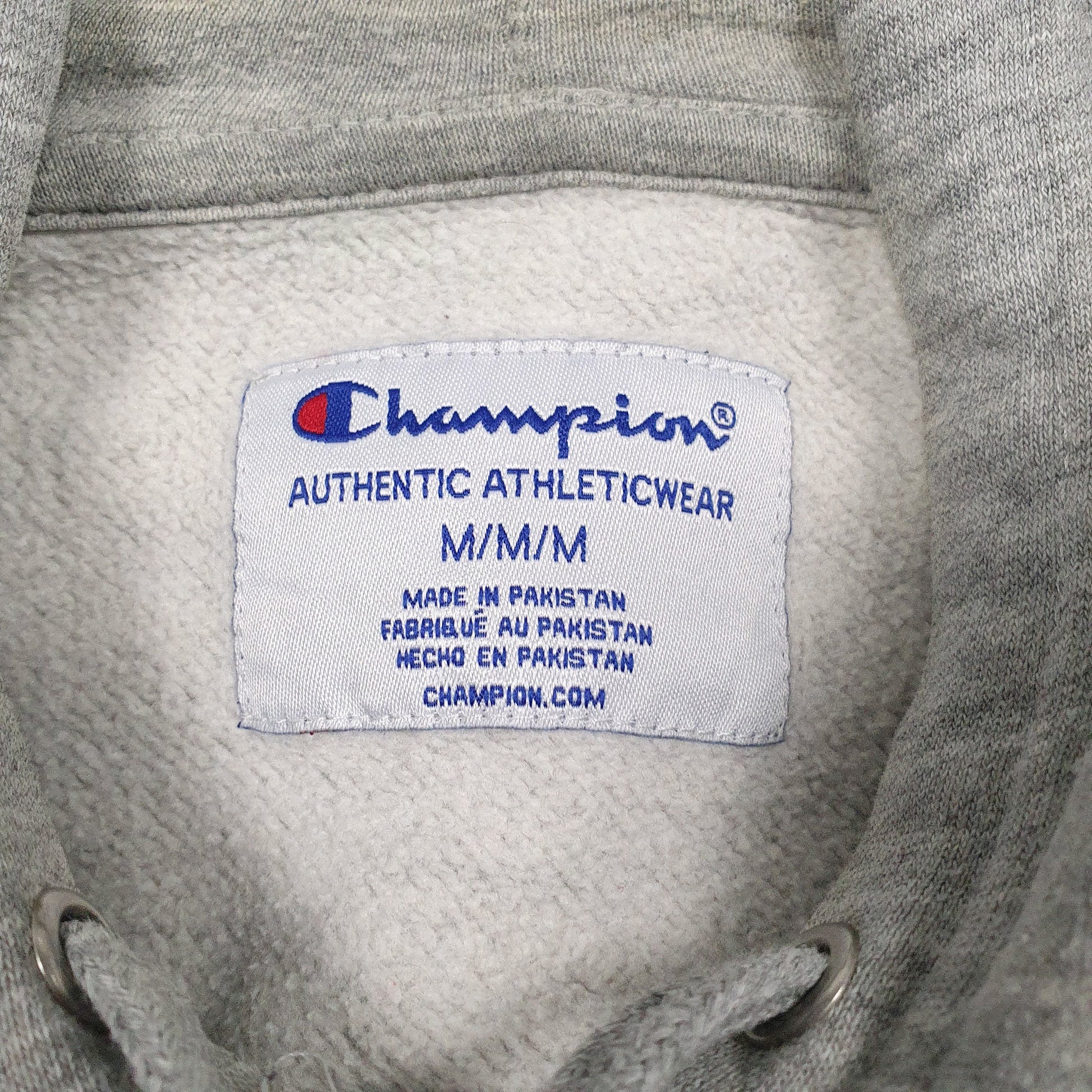 Mens Grey Champion Spellout Hoodie Jumper