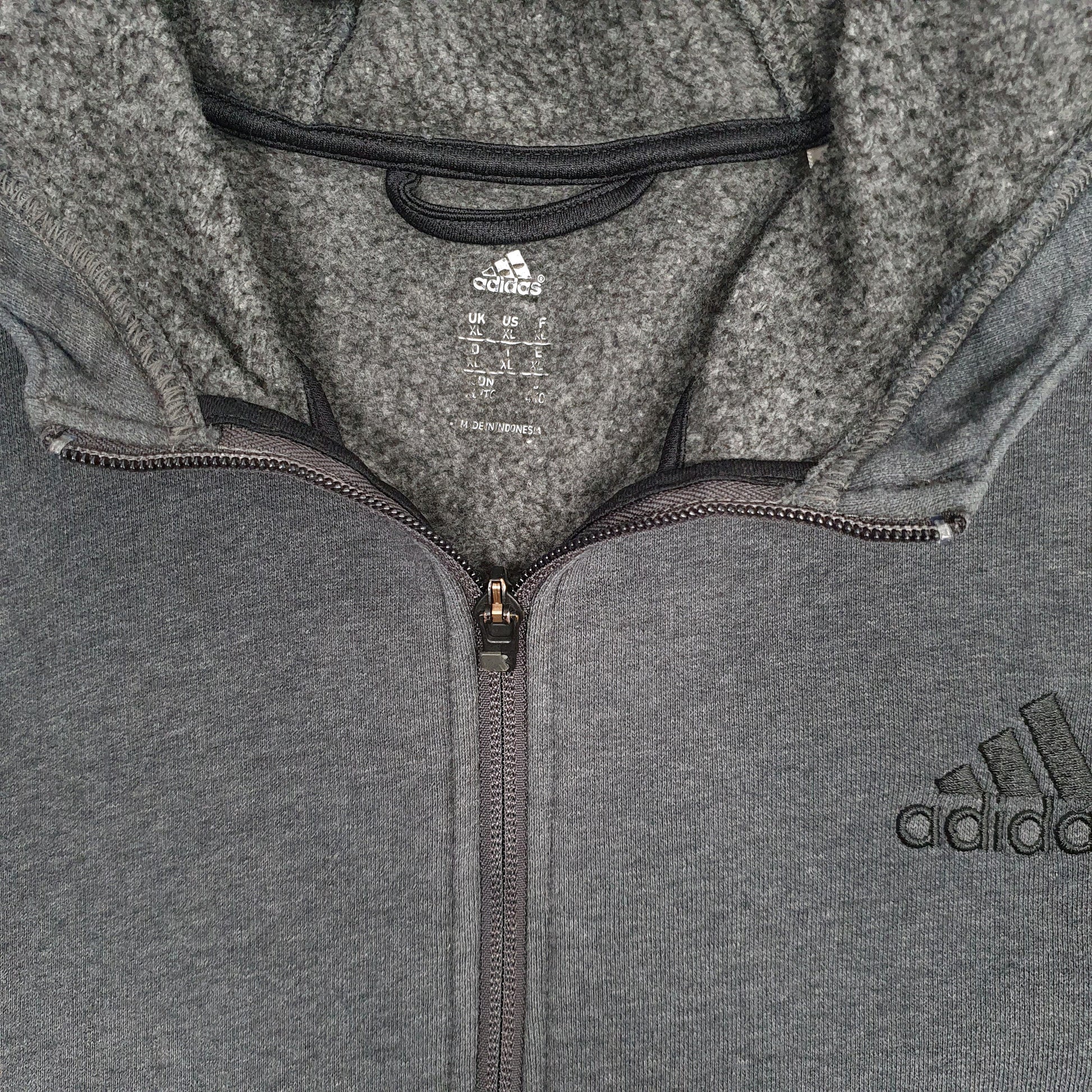 Mens Grey Adidas Hoodie Full Zip Jumper