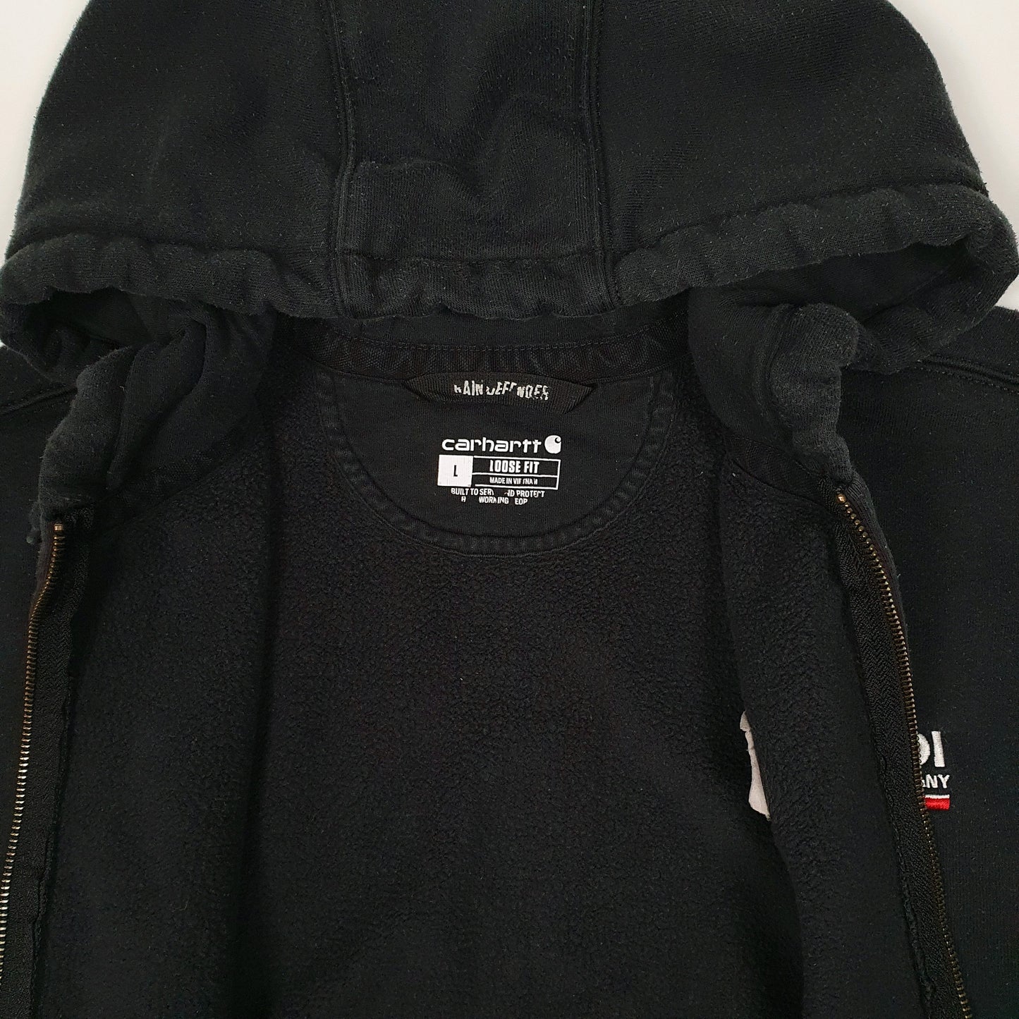 Mens Black Carhartt Hoodie Full Zip Jumper