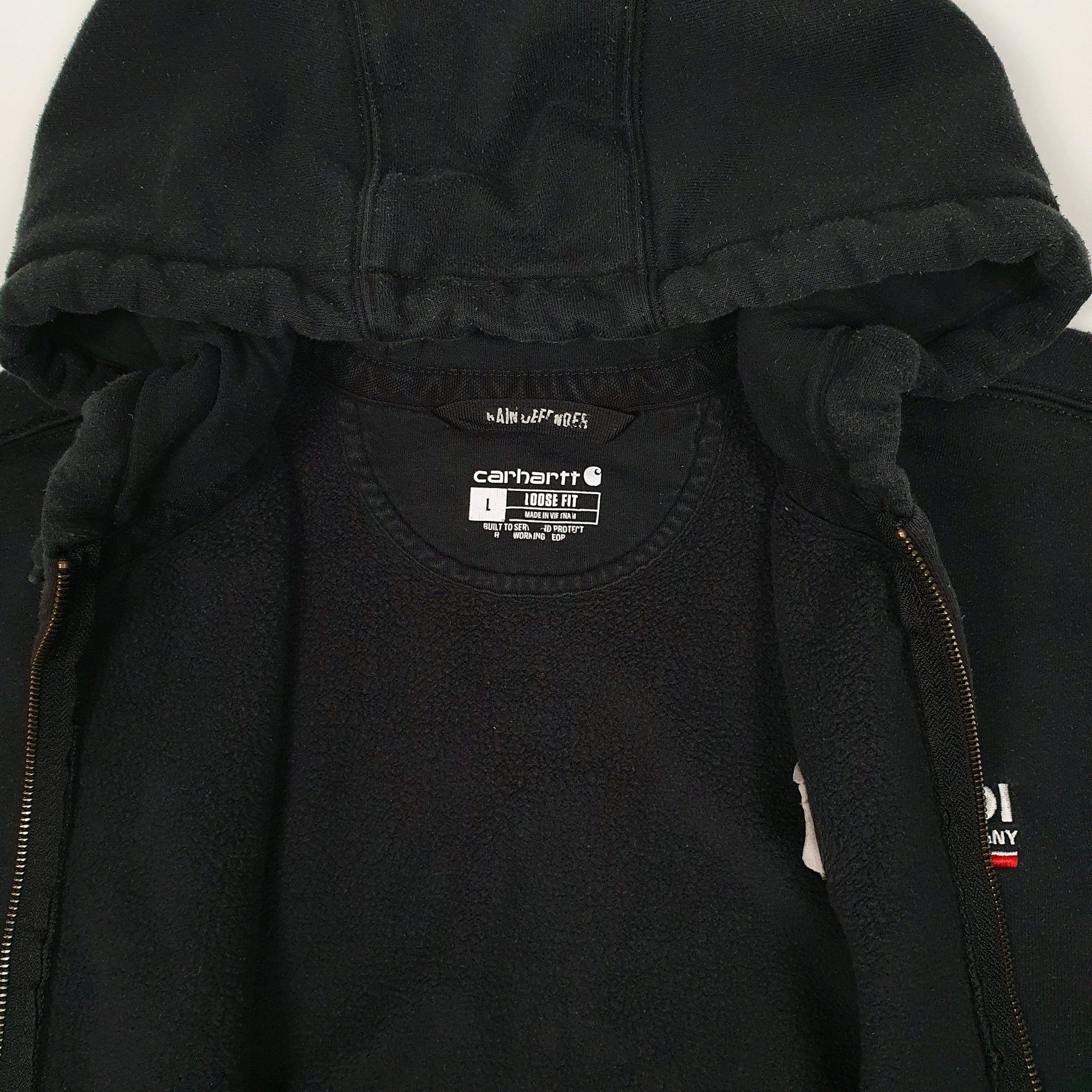 Mens Black Carhartt Hoodie Full Zip Jumper