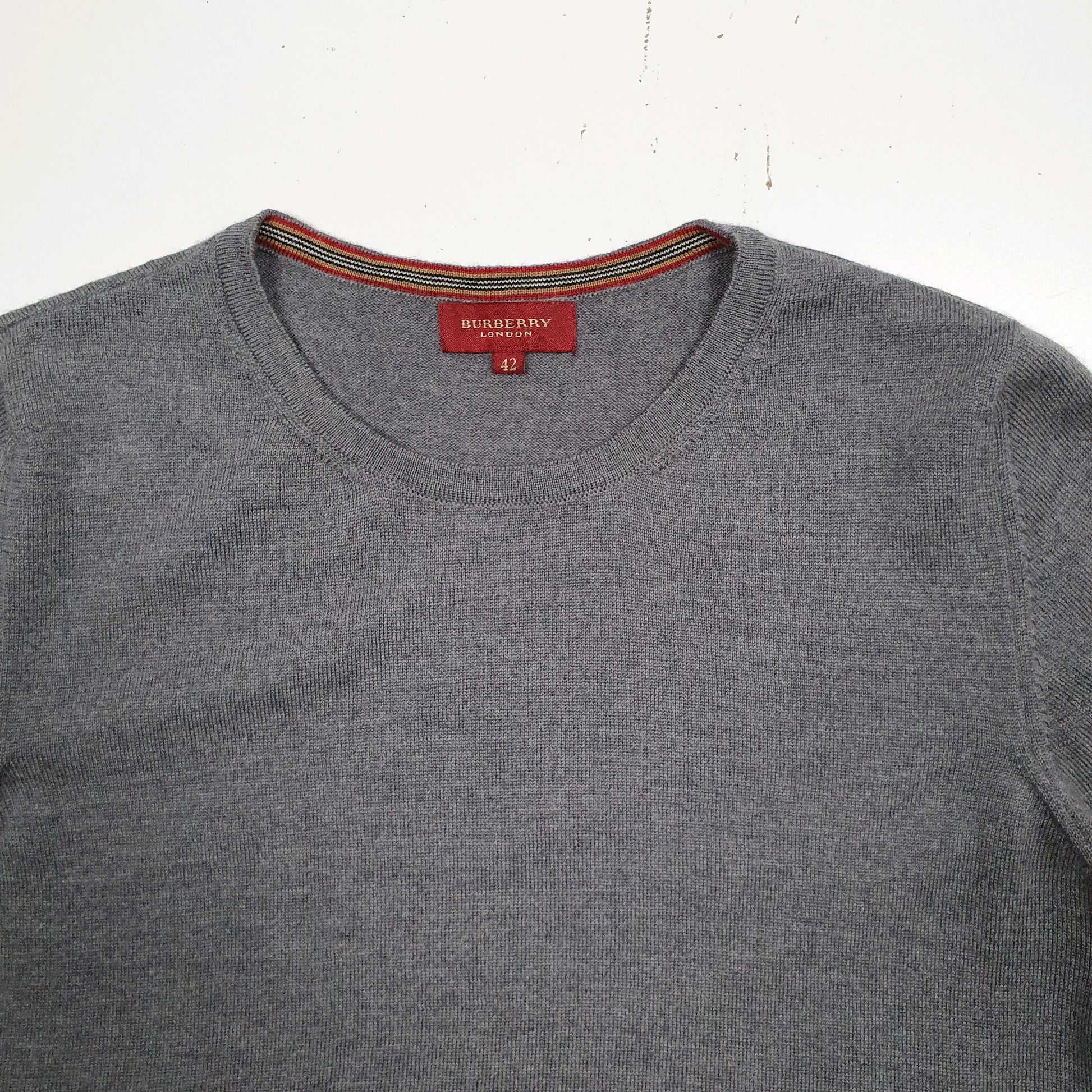 Womens Grey Burberry Heavyweight V Neck T Shirt