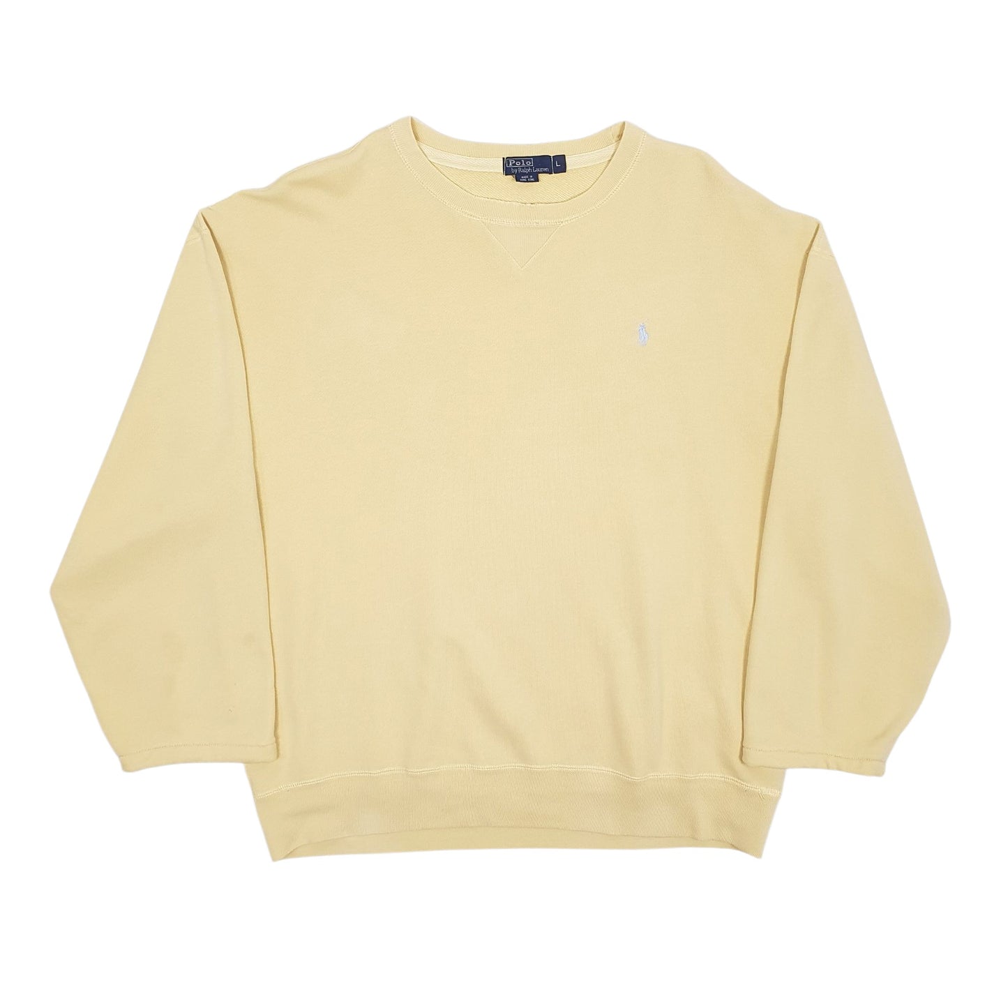 Mens Yellow Polo Ralph Lauren Vintage 90s Crewneck Jumper