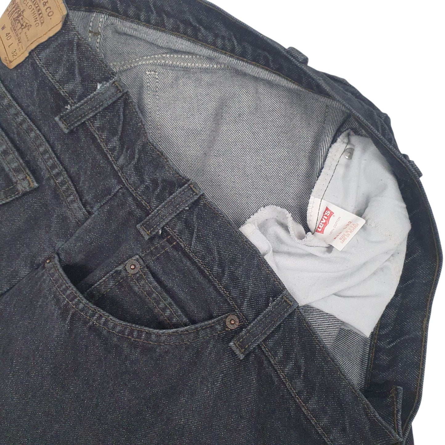 Mens Black Levis Vintage 90s Crewneck Jeans