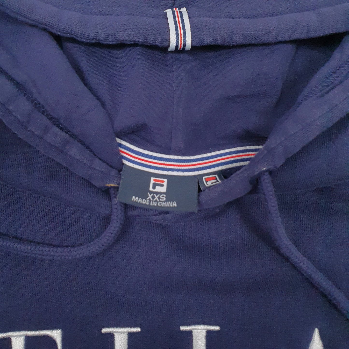 Mens Navy Fila Spellout Hoodie Jumper