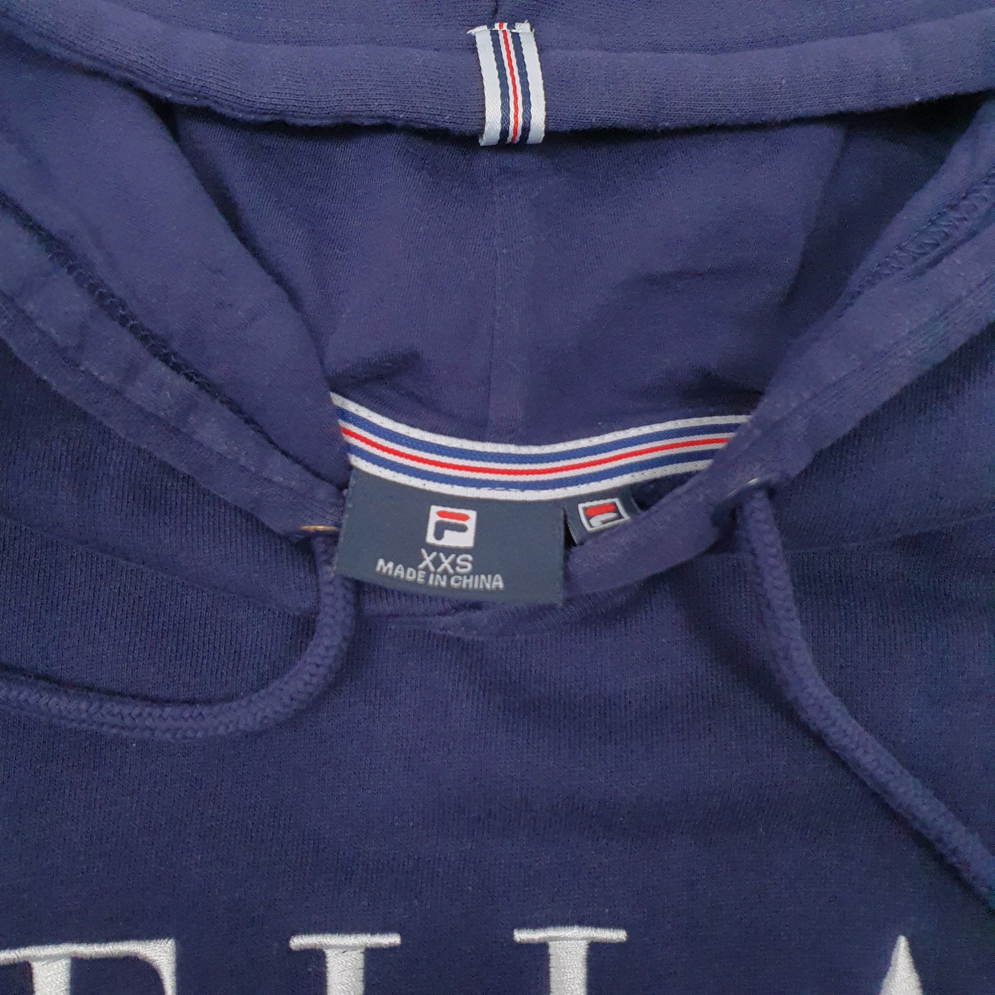 Mens Navy Fila Spellout Hoodie Jumper