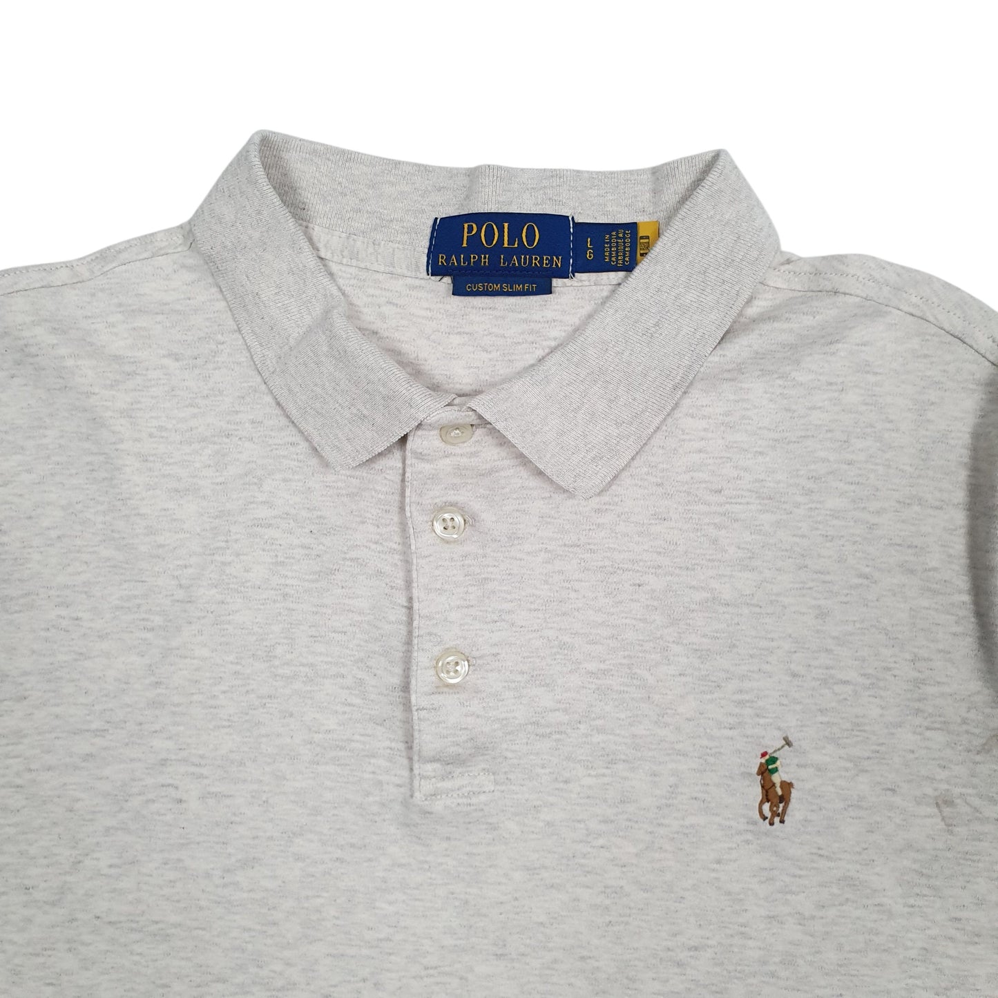 Mens Grey Polo Ralph Lauren Custom Slim Fit  Polo Shirt