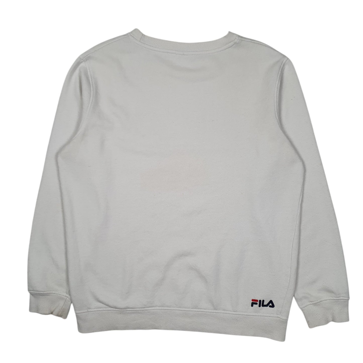 Mens White Fila  Crewneck Jumper