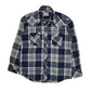 Mens Navy Pardners Vintage 90s Plaid Western Cowboy Long Sleeve Shirt