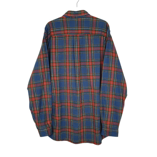 Mens Blue L.L.Bean Thick Flannel Plaid  Shirt