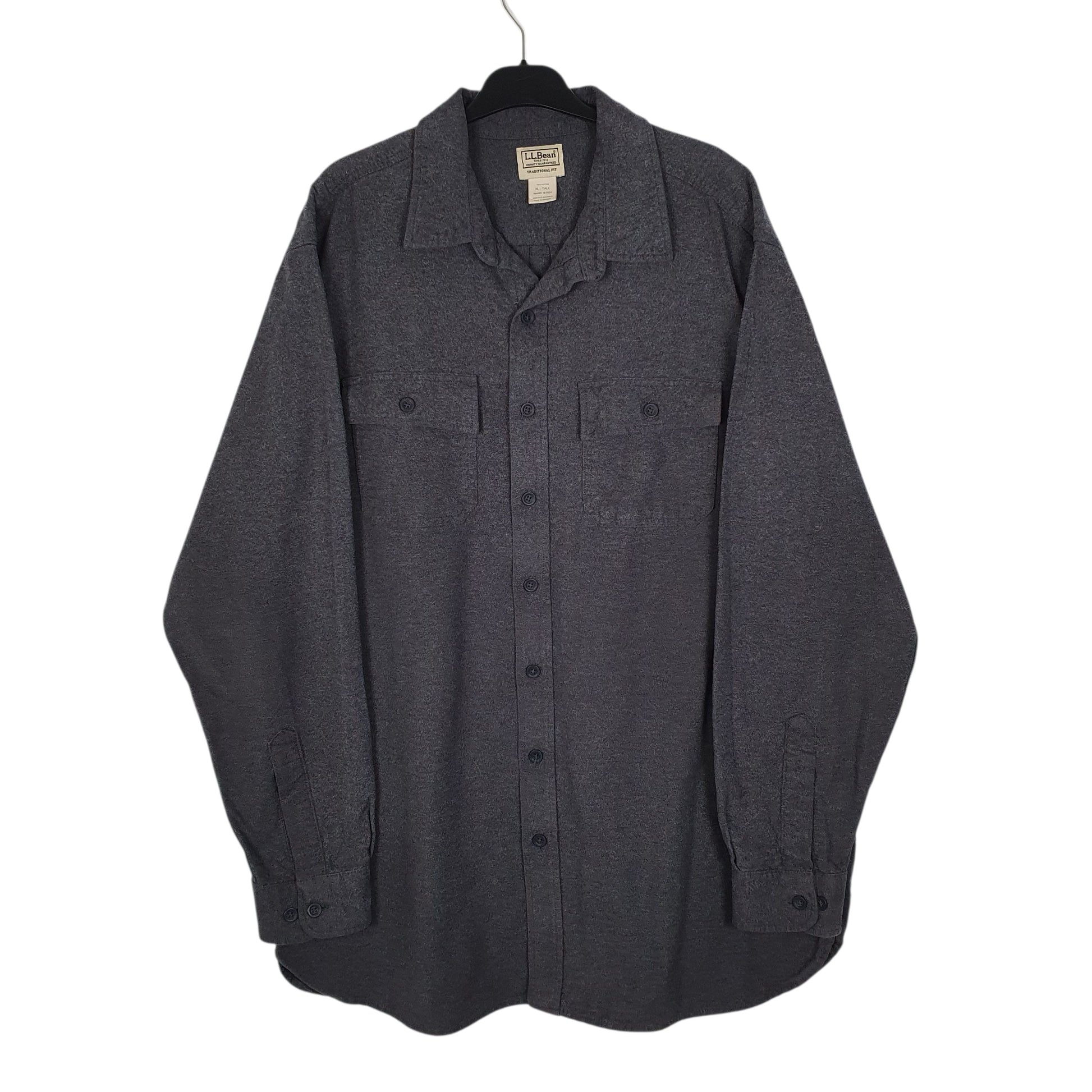 Mens Grey L.L.Bean Thick Chamois Long Sleeve Shirt