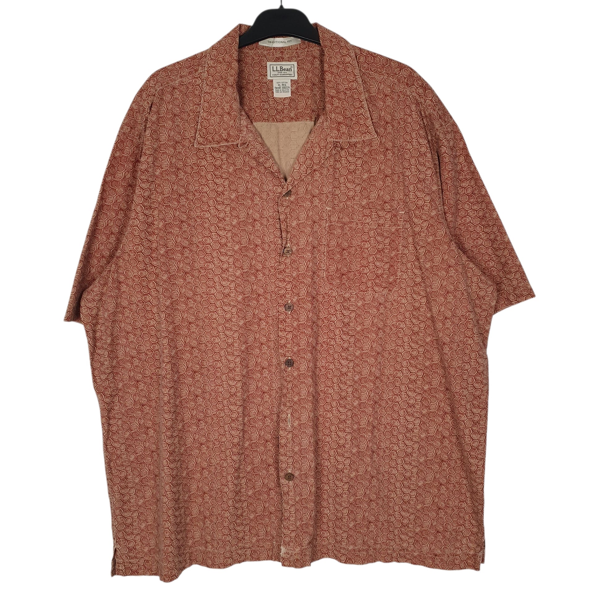 Mens Burgundy L.L.Bean  Short Sleeve Shirt