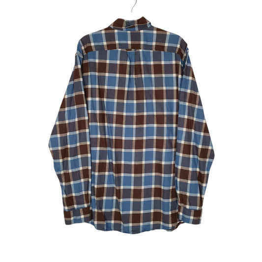 Mens Blue L.L.Bean Scotch Plaid Flannel  Shirt