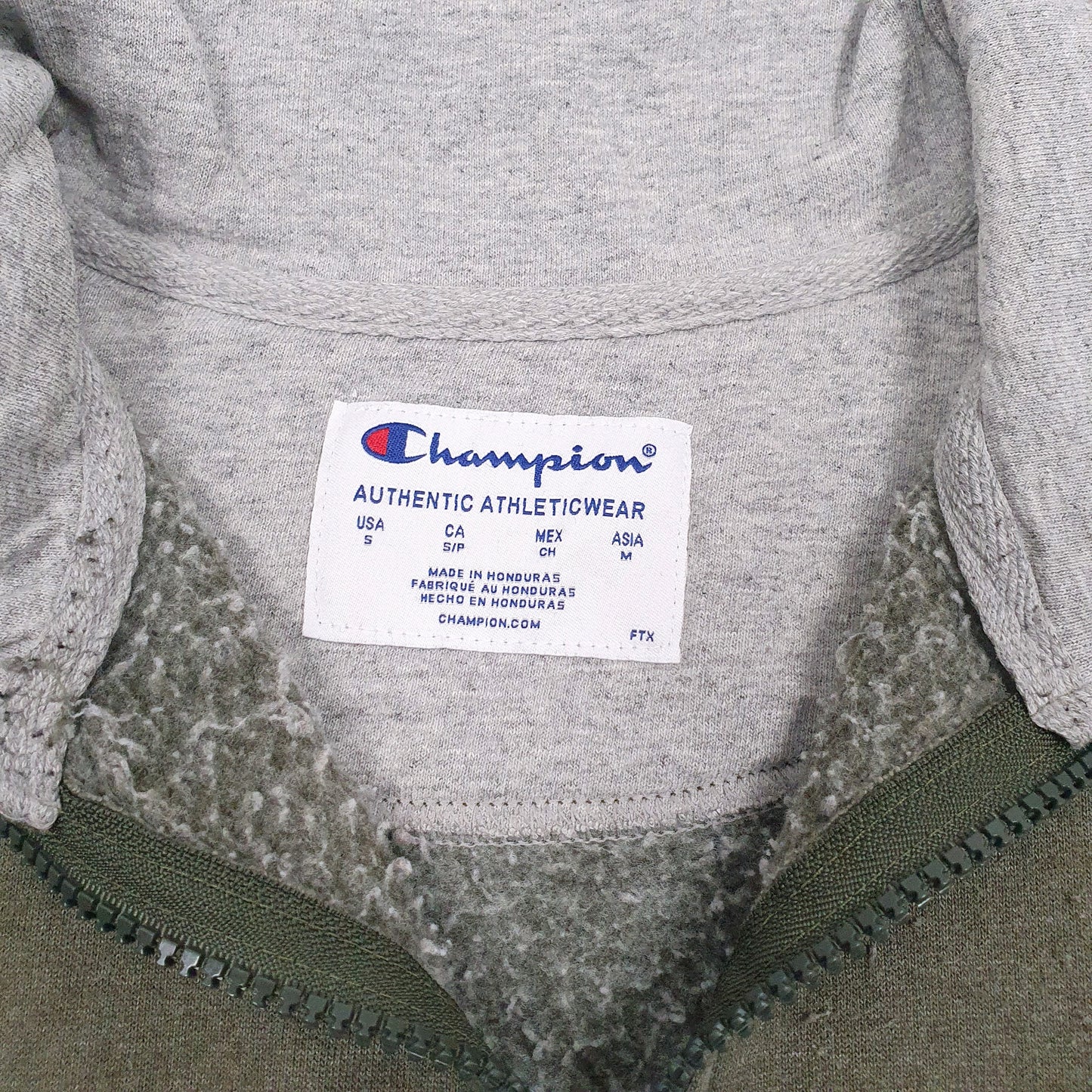 Mens Green Champion  Quarter Zip Jumper